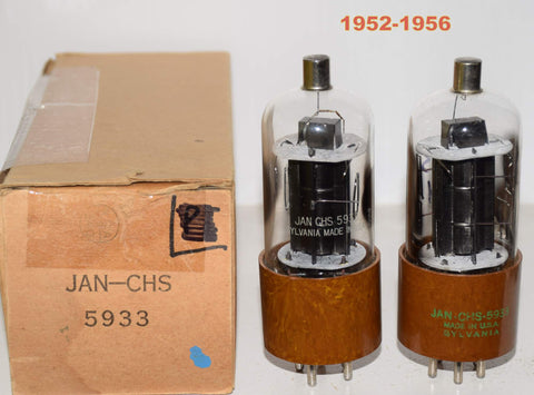 (!!!) (BEST PAIR) JAN-CHS-5933=807W Sylvania NOS 1952-1956 (65.5ma and 67ma)