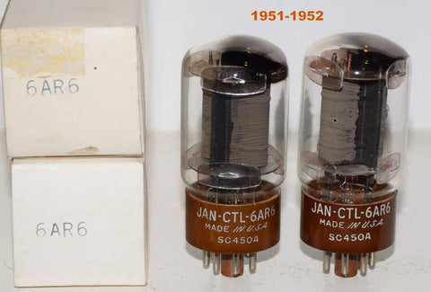 (!!!) (Best Pair #1) 6AR6=6098 Tungsol oval plate NOS 1951-1952 (88ma and 85ma) (1st series made)