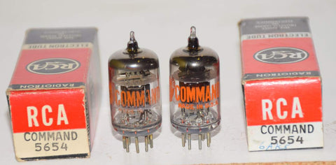 (!!!!) (Recommended Pair) 5654=6AK5 RCA Command Series black plate NOS 1964-1966 (9.2ma and 8.3ma) (Same Gm)