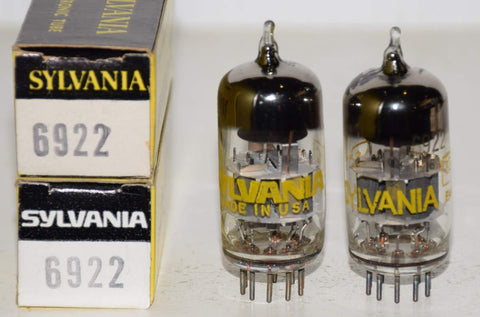 (!!!!) (Recommended Pair) 6922 Sylvania NOS 1960's (13.2/14.8ma and 16.0/13.8ma)