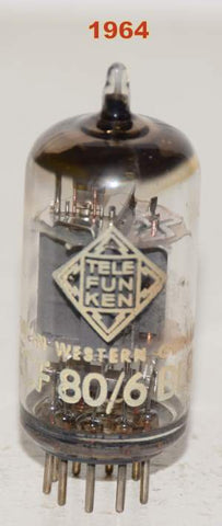 (!) (Good Value Single) ECF80=6BL8 Telefunken Germany <> bottom used/good 1964 (10.0/10.2ma)