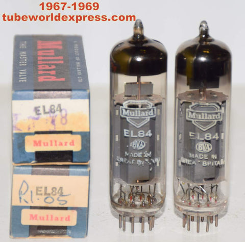 (!!!!!) (Best Overall Pair) EL84 Mullard UK NOS 1967-1969 (53ma and 53.2ma)