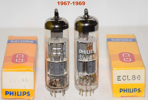 (!!!) (Recommended Pair) ECL86=6GW8 Philips and Philips Miniwatt Holland NOS 1967-1969 (1.1/1.5ma and 28/31ma)