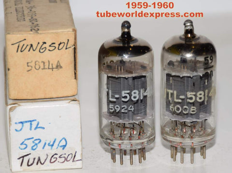 (!!!!) (Best Pair) JTL-5814A Tungsol ribbed plates 1959-1960 (10.6/10.0ma and 10.0/10.4ma)