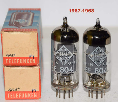 (!!) (Best Pair) EF804 Telefunken Germany gray shield NOS 1967-1968 (3.0/3.1ma)