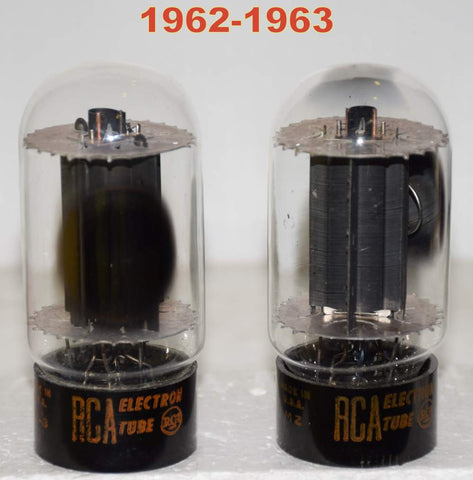 (!!!!) (Recommended Pair) 6L6GC RCA Black Plate like new and used/tests like new 1962-1963 same build (70ma and 72.4ma) (oldest pair)