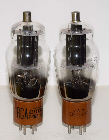 (!!!) (Best Value Pair) 807 RCA black plate used/good 1956-1957 getters like new (58.2ma and 56.5ma)