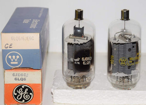 (!!) (Good Value Pair) 6JE6C=6LQ6 GE like new and GE/Westinghouse NOS 1970's - 1982 (68ma and 72ma)