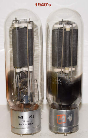 (!!!!) (Best Value Pair) 211=VT-4-C GE NOS 1942-1945 side getters faded (108ma and 110.4ma)