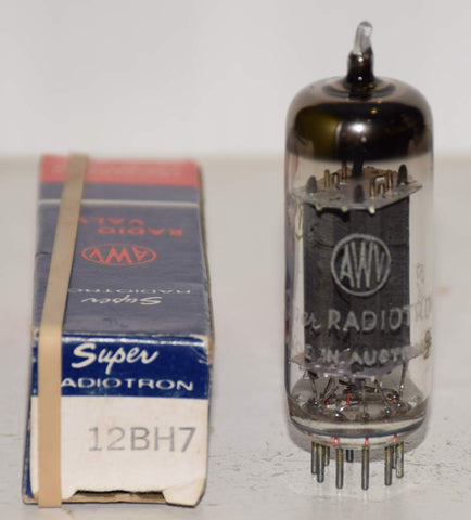 (!!!!!) (Single) 12BH7 Super Radiotron Australia gray ribbed plates NOS 1960's (9.8/14.2ma) (similar sound to RCA) (McIntosh, VTL, Manley, Quicksilver)
