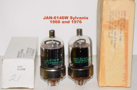 (!!) (Recommended Pair) JAN-6146W Sylvania NOS 1966 and 1976 (105ma and 98ma)