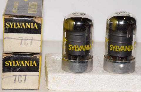 (!) (Best Pair) 7C7 Sylvania chrome tops NOS 1952 (93/60 and 95/60)