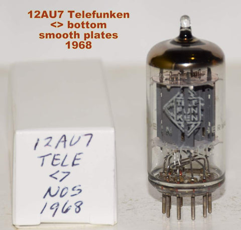 (!!!) (Single) 12AU7=ECC82 Telefunken Germany <> bottom smooth plates NOS 1968 (14.5ma/8.6ma)