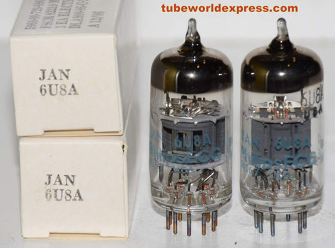 (!!!!) (Recommended Pair) 6U8A Philips by Sylvania NOS 1986 (16.4/16.8ma and 9.2/9.2ma)
