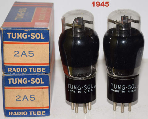 (!) (Best Pair) 2A5 Tungsol NOS 1945 (90/50 and 90/50)