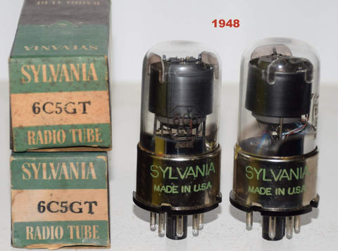 (!!!) (BEST PAIR) 6C5GT Sylvania NOS 1948 (8.6ma and 9.0ma)
