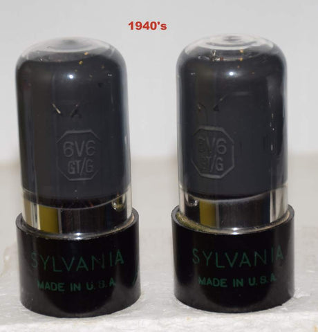 (!!!!) (Recommended Pair) 6V6GT Sylvania NOS 1940's (46.5ma and 47.8ma)