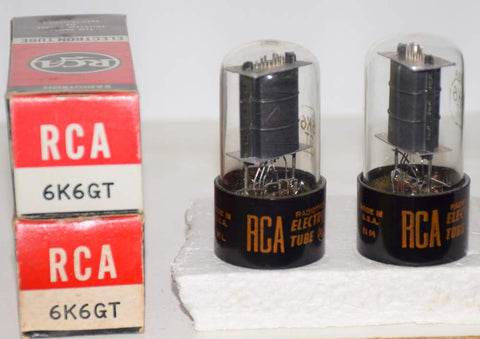 (!!!) (BEST OVERALL PAIR) 6K6GT RCA black plate NOS 1961-1964 (42ma and 42ma)