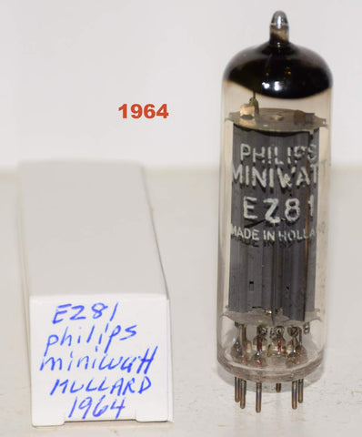 (!!!) (BEST Single 1964) EZ81 Mullard UK rebranded Philips Miniwatt NOS 1964 (56/40 and 56/40) 1% section balance