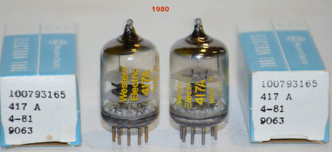 (!!!!) (BEST PAIR) 5842=417A Western Electric NOS 1980 (39ma and 40ma)
