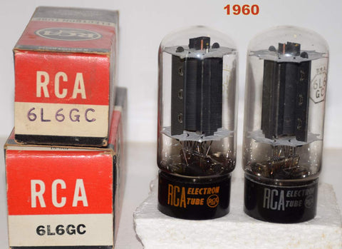 (!!!!) (Best Overall pair) 6L6GC RCA black plate NOS 1960 (71.5ma and 72ma) (best tone) (rare) (Fender, Carr, Two Rock)