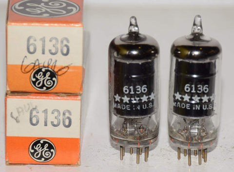 (!!!) (PAIR) 6136=6AU6 GE 5-Star NOS 1971 (5.5ma and 5.6ma)