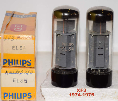 (!!!) (Recommended Pair) EL34 Mullard Philips XF3 NOS 1974-1975 (88ma and 90ma)