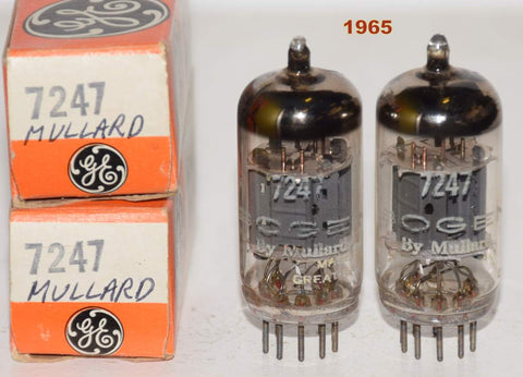 (!!!) (Mullard Pair) 7247 Mullard Bogen UK 1965 like new (1.3/1.3ma and 11.4/11.5ma) (BEST SOUND)