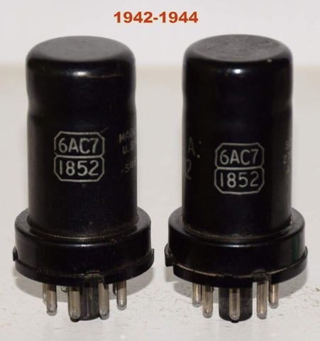 (!!) (Recommended Pair) USN-CRC-6AC7=VT-112 RCA 1942-1944 used/very good (9.4/9.6ma) 1-3% matched