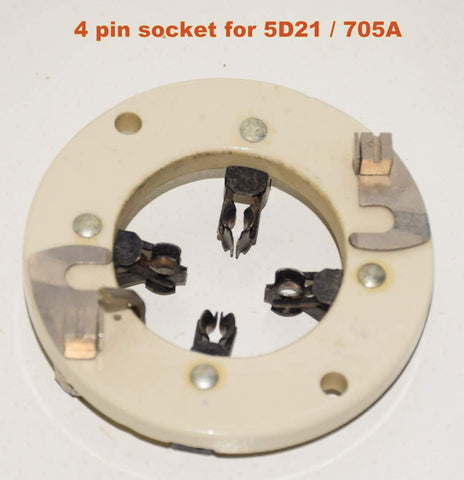 4 Pin CERAMIC CHASSIS SOCKET for 5D21 / 705A / 715A/B NOS (1 in stock)
