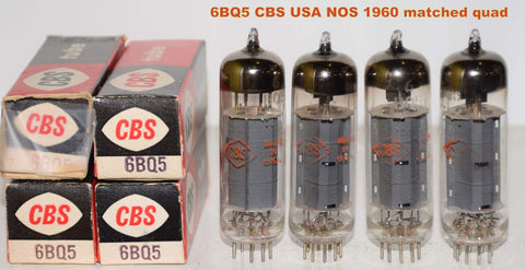 (!!!!!) (Best Quad) 6BQ5=EL84 CBS gray plate NOS 1960 (53, 53.5, 56.5, 59ma) (rare)