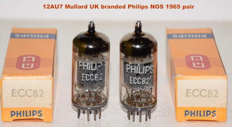 (!!!!!) (Best Overall Pair 1965) 12AU7=ECC82 Mullard UK NOS branded Philips 1965 (10/10.3ma and 9.8/10.0ma) (same Gm) (Rogue, Hovland, Audio Note)