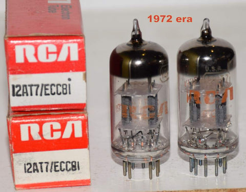 (!!!!) (Best RCA Pair) 12AT7 RCA NOS 1972 (10.4/10.8ma and 10.0/10.2ma)