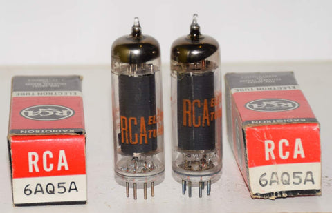 (!!!) (Best Pair) 6AQ5A RCA black plate NOS 1966-1967 (48.5ma and 48ma)