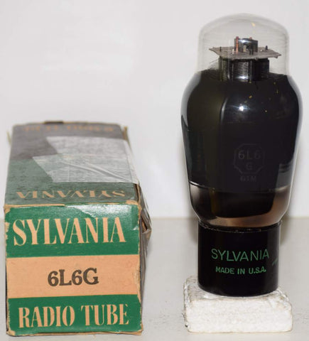(!!!!) (Single) 6L6G Sylvania black plate coated glass NOS 1951 (64ma)