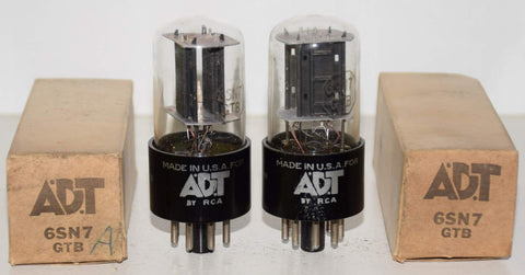 (!!!) (Good Value Pair) 6SN7GTB RCA ADT NOS 1959 (8.4/7.7ma and 8.8/6.7ma)
