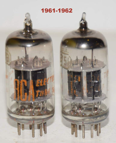 (!!!!) (Recommended Pair) 5751 RCA black plates low hours/test like new 1961-1962 (2.5/2.5ma and 2.7/2.4ma) (Best Audio Grade 5751) (same Gm)