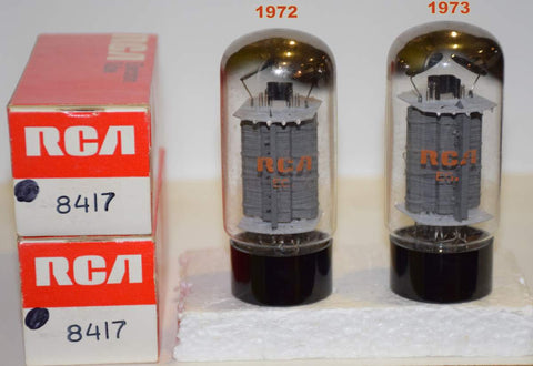 (!!!!) (Recommended Pair) 8417 Sylvania branded RCA NOS 1972-1973 (119.2ma and 123.7ma)