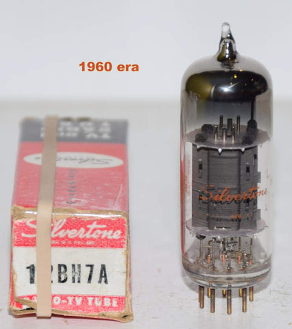 (!!!!) (Single) 12BH7A Sylvania Silvertone gray oval plates large 