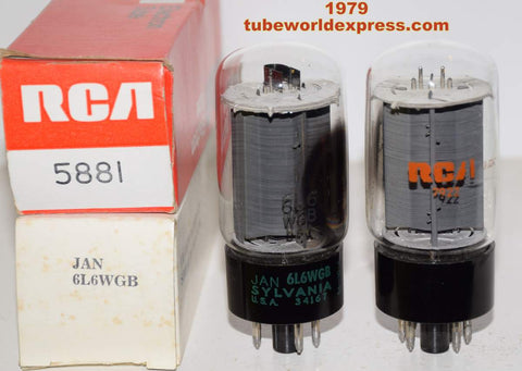 (!!!) (Recommended Pair) 5881 Sylvania black base NOS 1979 same build (73.2ma and 74ma)