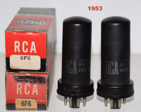 (!!!) (Recommended Pair) 6F6 RCA metal can NOS 1953 (40.6ma and 41.2ma)