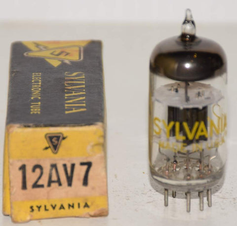 (!!) (Single) 12AV7 Sylvania black plates O getter NOS 1960's (15.6/14.8ma)