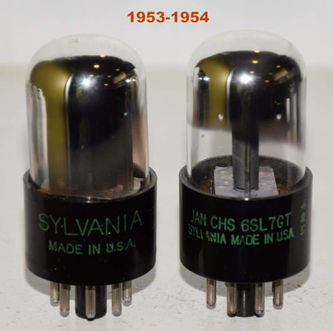 (!!!!) (Recommended Pair) 6SL7GT Sylvania short bottle chrome top NOS 1953-1954 (2.5/2.4ma and 2.5/2.7ma)