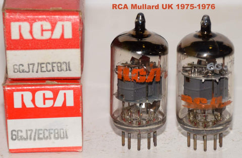 (!!) (Best Pair #3) 6GJ7=ECF801 Mullard UK branded RCA NOS 1975-1976