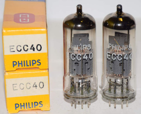 (!!) (Recommended Pair) ECC40 Philips NOS made by La Radiotechnique, Chartres/France 1969 (5.5/5.6ma and 5.5/6.0ma)
