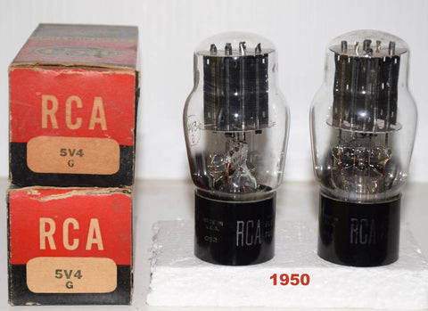 (!!!!!) (Best Overall Pair) 5V4G RCA NOS black plates 1950 (60-62/40 and 60-62/40) 1-2% matched (next best to GZ32 Mullard UK)
