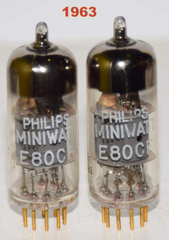 (!!!!!) (Recommended Pair) E80CF=7643 Valvo branded Philips Miniwatt SQ NOS 1963 (PREMIUM 6BL8 SUB) (Tuners)