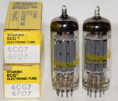 (!!!!) (Good Value Pair) 6FQ7 Philips by Sylvania NOS 1980 era (6.2/6.0ma and 6.0/6.2ma)