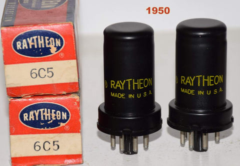(!!!) (Pair) 6C5 Raytheon metal can NOS 1950 (7ma and 8ma)