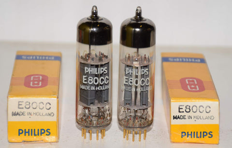 (!!!!) (Best Sounding Holland Pair) E80CC=6085 Philips SQ Holland 1967 (5.7/6.8ma and 5.7/6.9ma) 1-2% matched